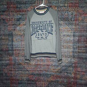 Mitchell & Ness mens heathered gray Notre Dame Fightin Irish Pouch crew S NWT